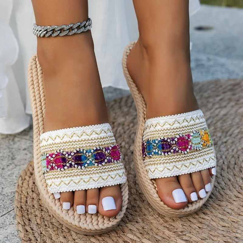 Women Slippers Outdoor Flat De - đánh giá và giá Ethnic Modern Fashion